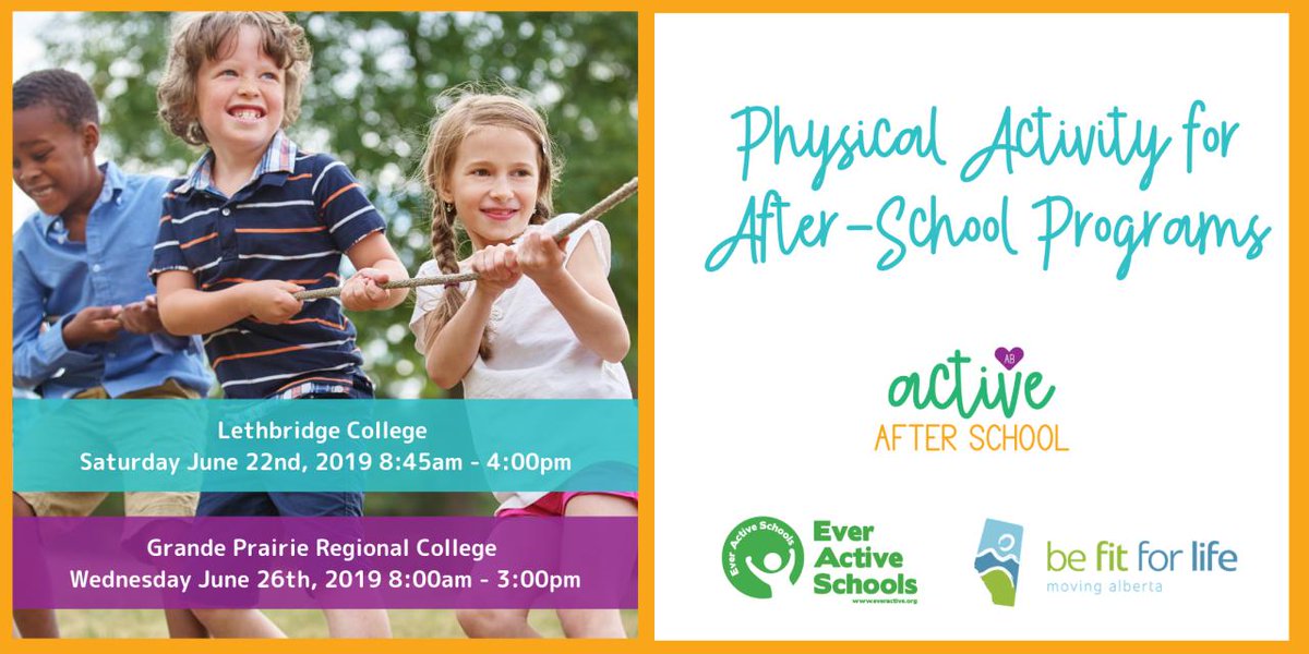EverActiveAB's tweet photo. Do you work in an Alberta after-school program or summer camp? Check out our upcoming trainings in Lethbridge on June 22 and Grande Prairie on June 26! Register today at https://t.co/kJDVJ8hgTr before spots fill up. #ActiveAlberta #AfterSchool @ABafterschool https://t.co/XnZYExoM3O