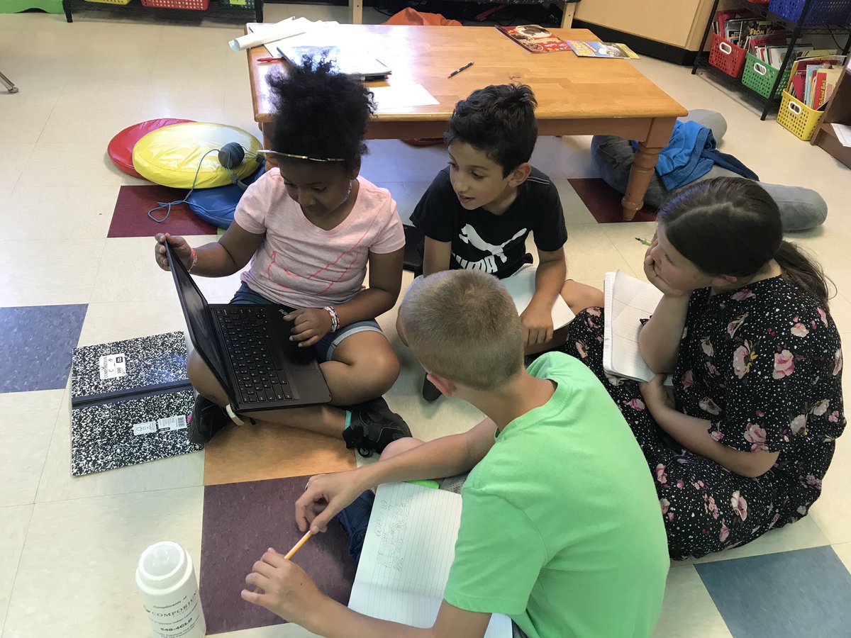 N8IVEQC's tweet photo. 3rd graders are sharing their informational writing with their small groups. Then they’re providing feedback using @Google forms! #ErbsClass #BeTheBest @StallingsES @UCPS_MonroeNC https://t.co/XkW7gfy4dW