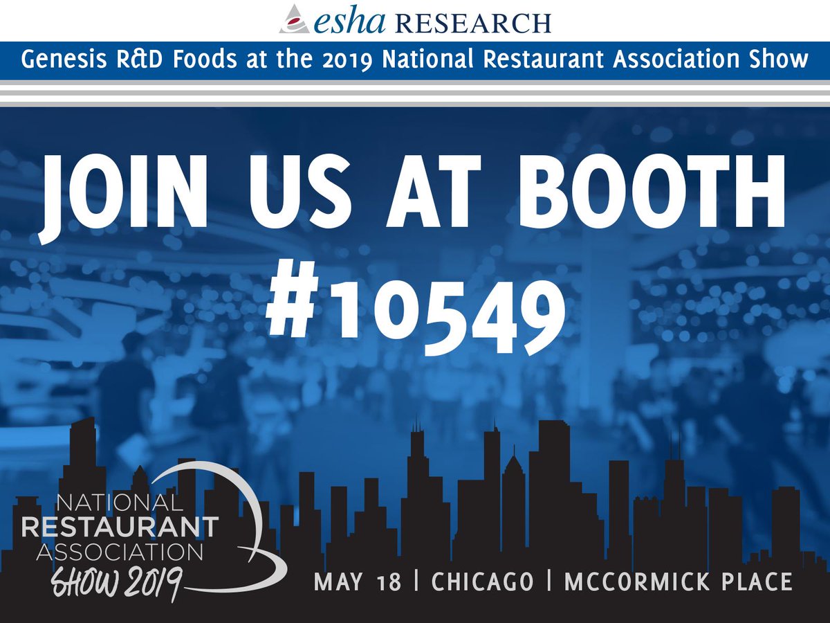 esharesearch's tweet photo. It's our last day here at the National Restaurant Association show! Have questions about #MenuLabel Compliance? Stop by our booth #10549 and ask us! #NRAShow #NRA19 #100yearsofwow #MenuLabeling https://t.co/uMz9HvVkUn