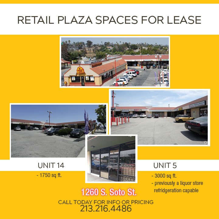 Retail Plaza Space available for lease!~ Give us a call today 213.216.4486.

#retailspace #plaza #dtla #rent #lease #leasespace #needspace #downtownla