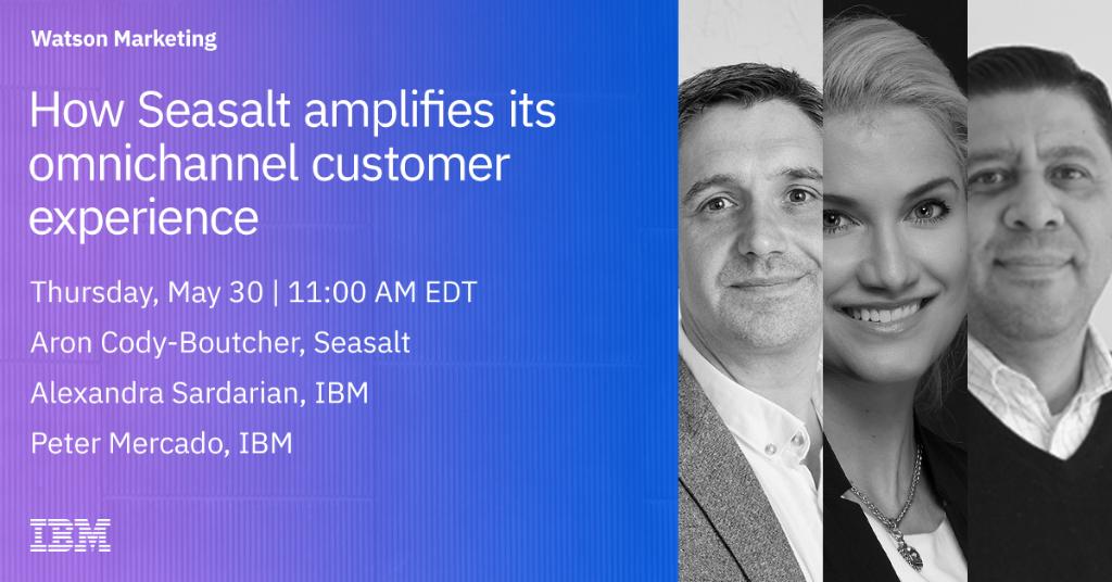 Don't miss our webinar with Seasalt to learn how they were able to reduce cart abandonment and increase sales by 4% by connecting brand touchpoints to optimize their customers’ experience. 

Register now 👉 ibm.co/2M2NIIo #WatsonMarketing #CX
