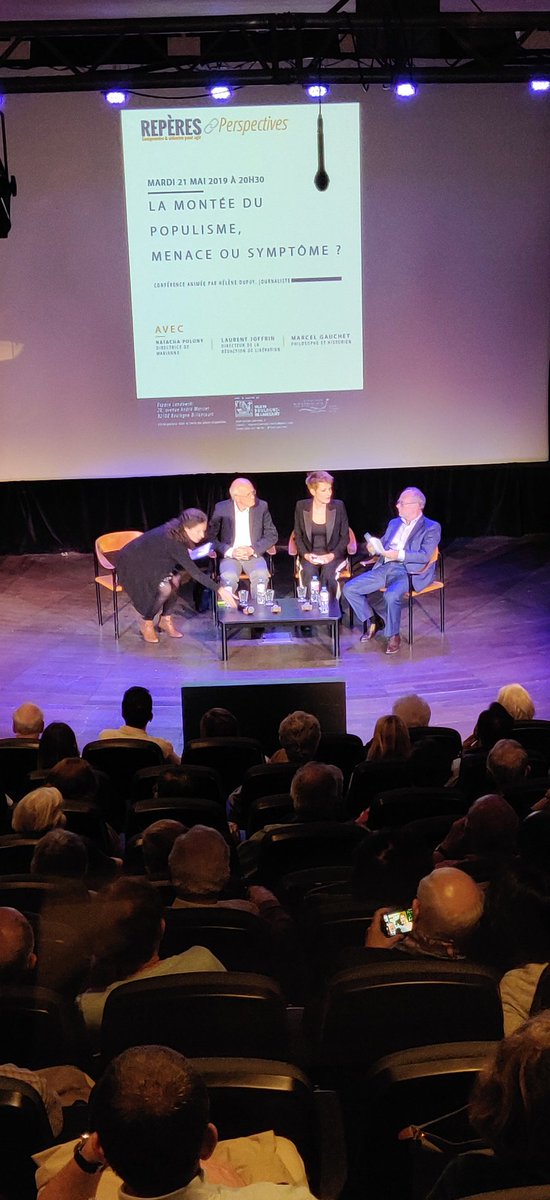 La montée du populisme : menace ou symptôme ? avec <a href="/NPolony/">Natacha Polony</a> <a href="/Laurent_Joffrin/">Laurent Joffrin</a> et Marcel Gauchet. Animée par <a href="/helenedupuycp/">Hélène CP Dupuy</a> #ElectionsEuropeennes2019 #populisme