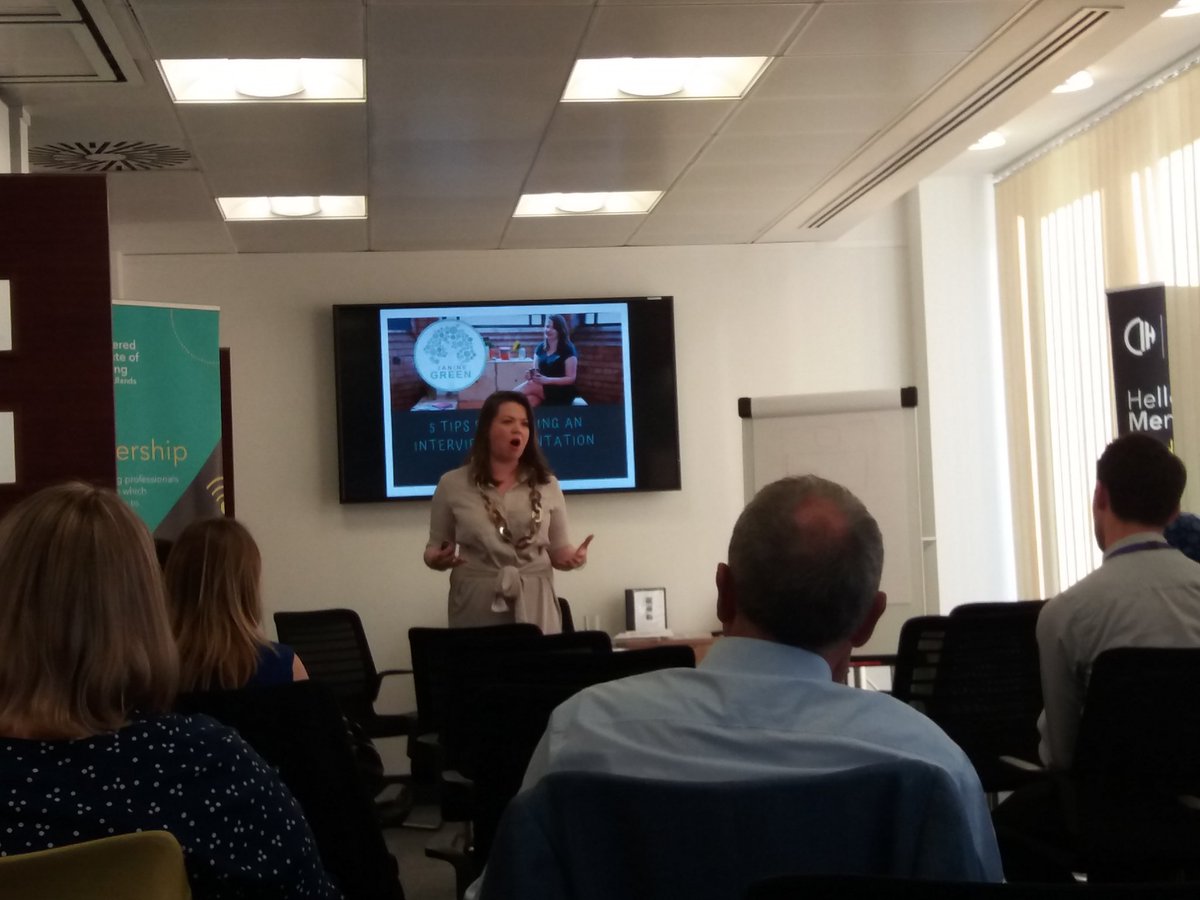 JillAllcoat's tweet photo. @JanineGreenASB is our final speaker @ #OYFWM and will talk about tips for nailing a great interview presentation, helping us to understand that confidence can be learnt & how can we get practice for public speaking @CIHWestMidlands https://t.co/UCve2impDo