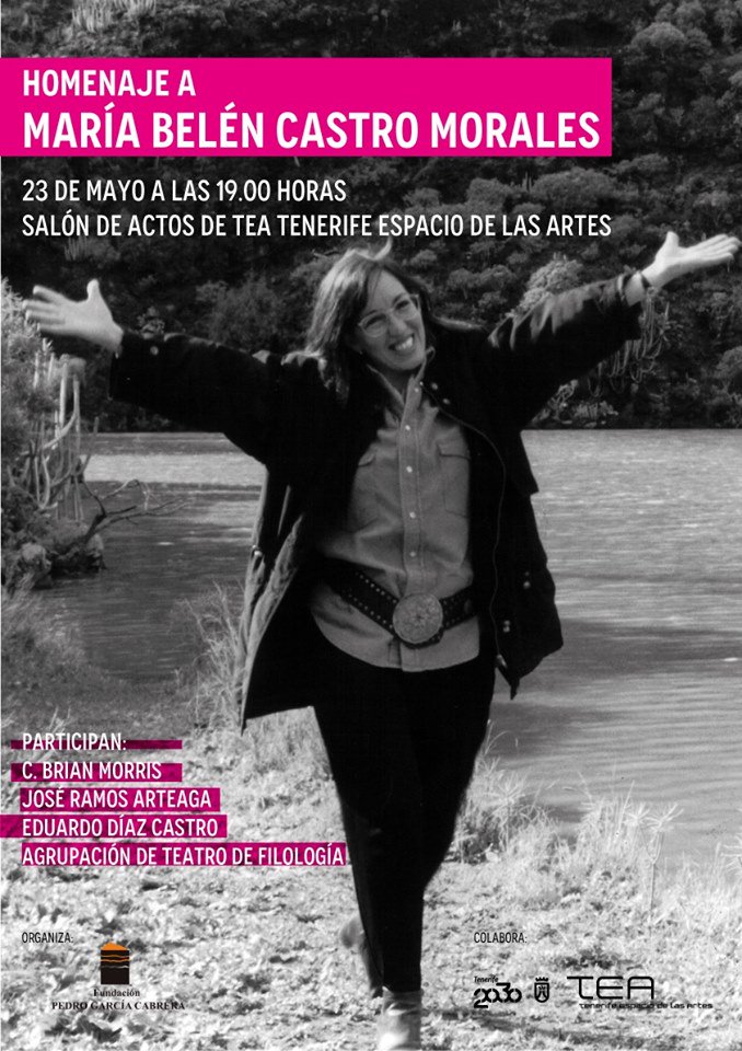 La @FundacionPGC homenajea in memoriam a Belén Castro Morales, poeta y catedrática #ULL, su hijo donó su fondo y archivo a nuestra biblioteca 
"Angustia vibrátil
de hojas de metal.
Ninguna palabra crea ni extermina.
Estoy fríamente
sola
con la soledad
cósmica de los dioses"