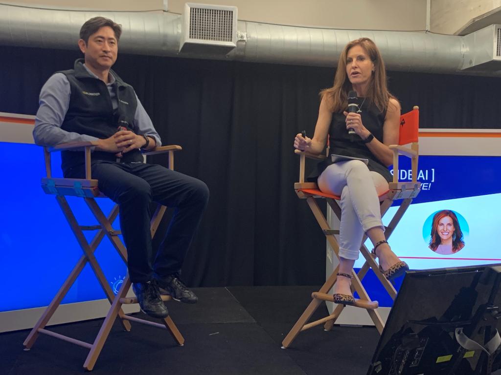 IBMwatsonx's tweet photo. Onstage at #InsideAI, IBM Watson CMO @MichelleBB and @LegalMation co-founder and CSO Enoch Liang discuss how #AI enabled legal teams to reduce hours of litigation work to be completed in just minutes. Learn more ► https://t.co/OwsD13HNcM https://t.co/HzNCzj2AV0