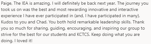 pdipaige's tweet photo. Last week we had a great Innovative Educator Academy @KCTCSOPDI. We have awesome faculty that want to be their best. Here's one comment we received. #empoweringfaculty #ourfacultyrocks! ##neverunderestimatetheworkyoudo https://t.co/TGUi92sRyK