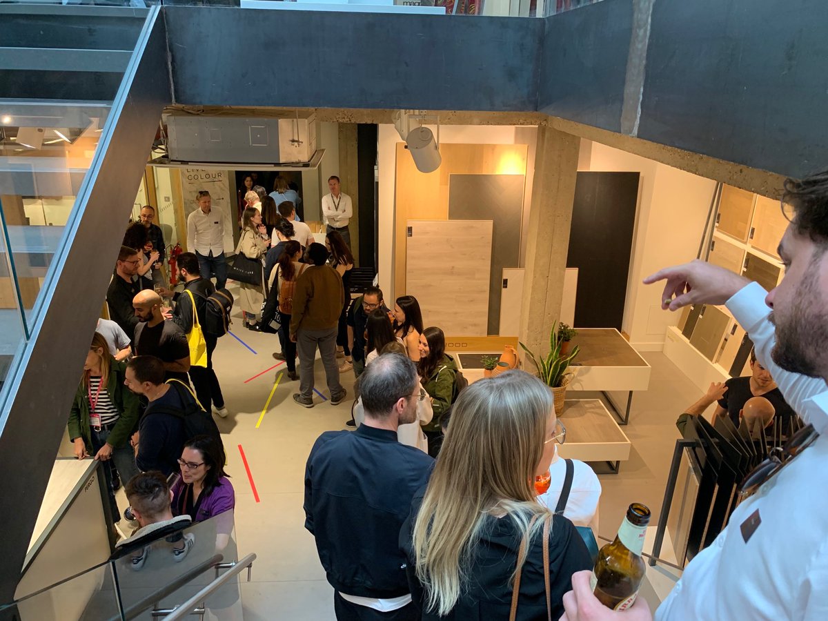 Massive queue for the opening of the Liz West live colour installation ⁦<a href="/DomusTiles/">Domus Group</a>⁩ tonight using ⁦@Rosco_Labs⁩ ⁦<a href="/DMG_Rosco/">DMG Lumière</a>⁩ MIX fittings for a truly immersive experience. Catch the installation before Friday! ⁦<a href="/CDWfestival/">Clerkenwell Design Week</a>⁩ ⁦@LizWest_Art⁩