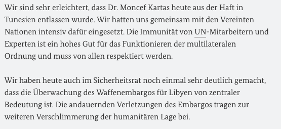 AuswaertigesAmt's tweet photo. Zur Freilassung des deutsch-tunesischen UN-Experten Dr. Moncef Kartas aus der Haft in #Tunesien sagte eine Sprecherin: https://t.co/CH6cDqxUIB