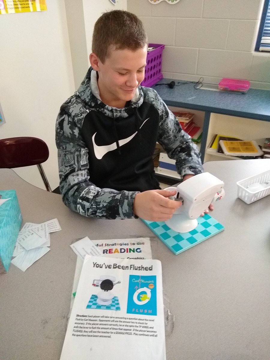 Students enjoyed having a bit of fun playing You've Been Flushed after reading Flush by Carl Hiaasen and participating in #1bookYorkville #YorkvilleReads.