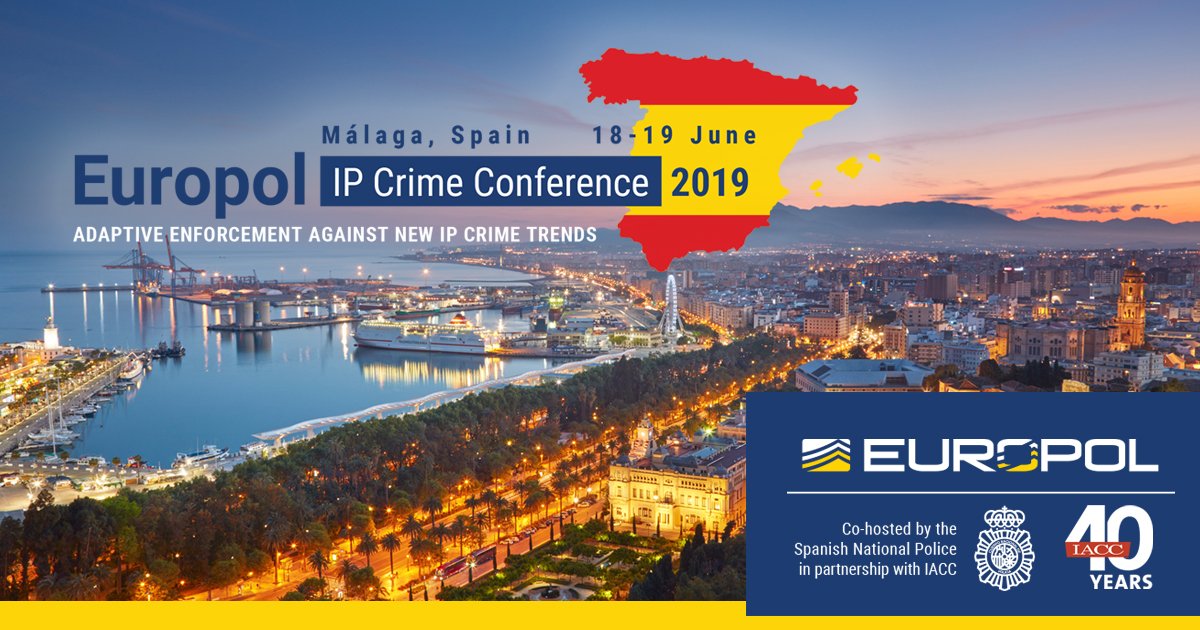 IACC_GetReal's tweet photo. The 2019 EUROPOL IP Crime Conference in Malaga, Spain is less than a month away. Have you secured your spot? https://t.co/vzCEcorHnF #EuropolIPConf https://t.co/LkXSP9CPGe