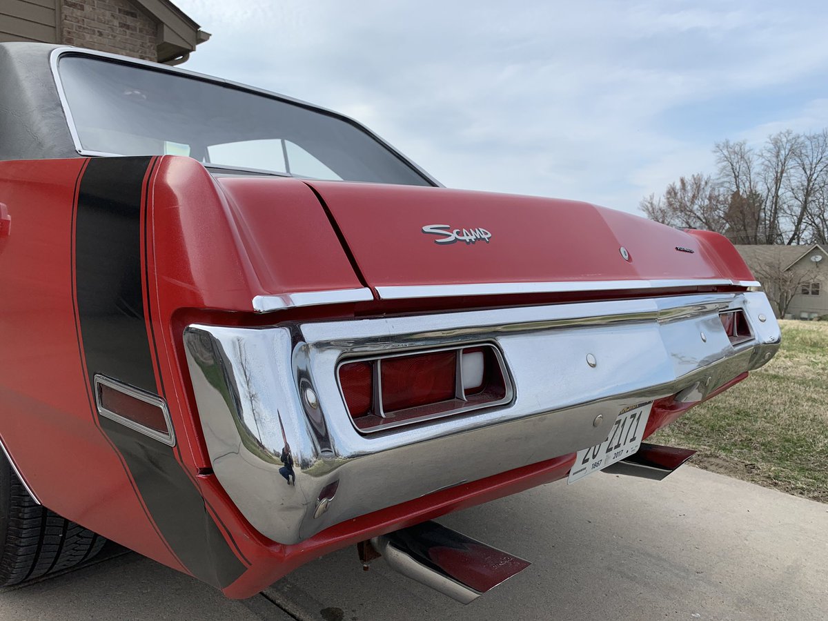 PONDimonium's tweet photo. Happy #TaillightTuesday
#mopar #plymouth #valiant #scamp #1971 #abodymopar #notadart #lunati #keithblackinc #molodon #TTIheaders #lokarequipped #holley #edelbrock #coperacingtransmissions https://t.co/eiadebTP3z