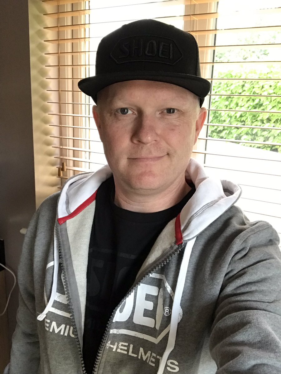 iomttpics's tweet photo. Thanks @ShoeiHelmetsUK for the gear. Even though my stepdaughter says I look stupid in the hat, I donโt care though, Iโm going to wear it anyway. #lovett #ItsAKingThing https://t.co/2cVzYy7LxZ