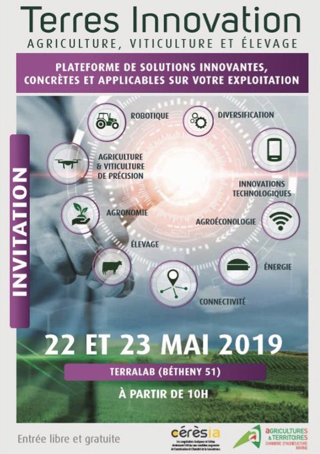 ecvass02's tweet image. #TerresInnovation , Venez nombreux sur la plateforme interactive de l’innovation #agricole sur #terralab le 22 et 23 mai 10h à #Betheny @ChambreAgri51 @AntoineHacard #Cérésia 
Parcours du #contratdesolutions tout le long des stands @ChLambert_FNSEA @EricTHIROUIN @HerveLapie