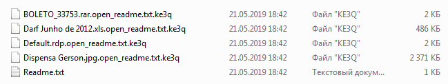 Amigo_A_'s tweet photo. New variant of #B2DR #Ransomware
https://t.co/ILdBKhN7Yj
Extension: .ke3q
Compound ext.: .open_readme.txt.ke3q
Note: Readme.txt
Email: loggitore1984@protonmail.com loggitore1984@cock.li loggitore1984@mailchuck.com loggitore1984@tuta.io
BM-NBagPL1pc8yKDocYNB95XJArzuV19GzS + others https://t.co/jDwkgcmSRU