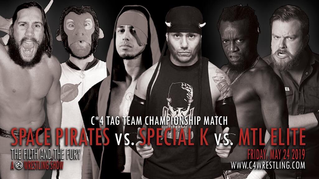 PWSpaceMonkey's tweet photo. #TheFilthAndTheFury Friday!
#SpacePirates🚀🏴☠️ defend #C4Wrestling gold vs. #SpecialK & #MTLelite!! https://t.co/2DyFiuwcoA