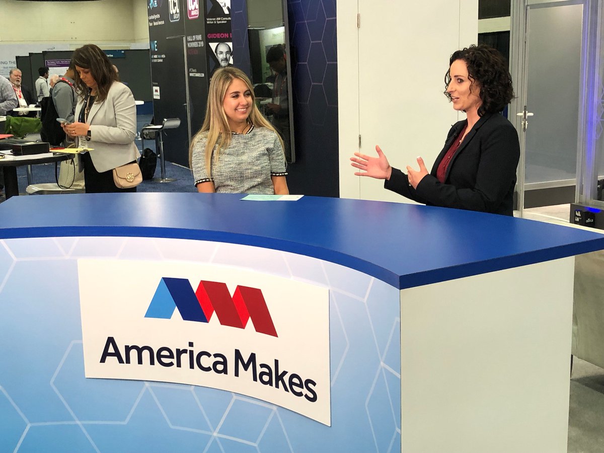 Our very own Melinda McNutt being interviewed about the <a href="/NEOhioAMCluster/">Additive Manufacturing Cluster of Ohio</a> by <a href="/AmericaMakes/">America Makes</a> at <a href="/RAPID_Event/">RAPID + TCT Event</a>  #3DPrinting #AdditiveManufacturing #RAPID2019 #RAPIDevent