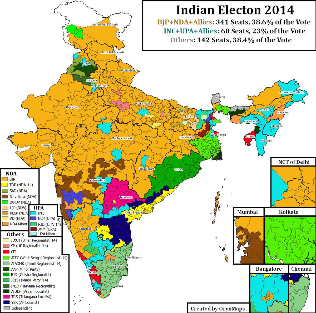Oryxmaps On Twitter India S Votes Will Be Counted This Week In An Election That Tests The Incumbent Bjp In 2014 They And Their Nda Alliance Rode A Wave That Captured Over 60