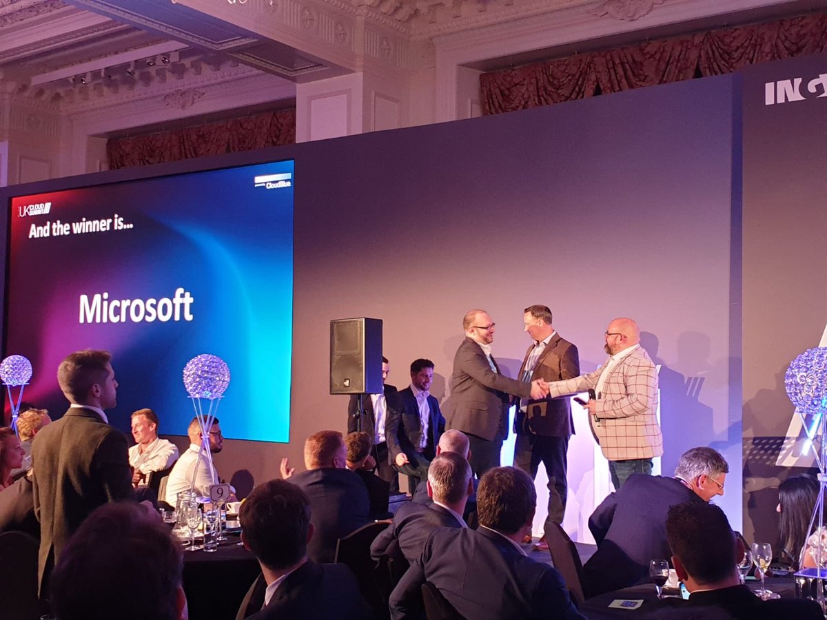 Proud to collect the Vendor of the Year Award on behalf of Microsoft at the #UKCloudSummit this evening. Thanks to all at <a href="/IMCloud_UK/">Ingram Micro Cloud</a> for the incredible partnership.