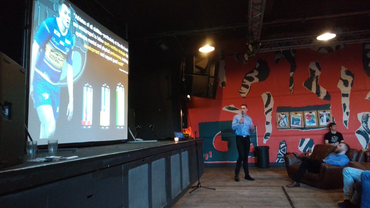 PhilippaShepley's tweet photo. Next up for #pint19 #Leeds @Belgrave_Leeds we have nutrition expert @NessanCostello telling us about the energy and nutrition you need for athletes in rugby league https://t.co/T9ZNAeccyS