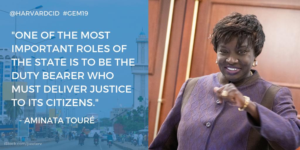 HarvardCID's tweet photo. How do policymakers navigate the restrictions imposed by political order &amp; existing state capacity to push forward reforms?

Aminata Touré reflects on #Senegal’s journey towards a fair and accessible justice system: https://t.co/heM82KOrVr #GEM19 https://t.co/3TSBYRlre5