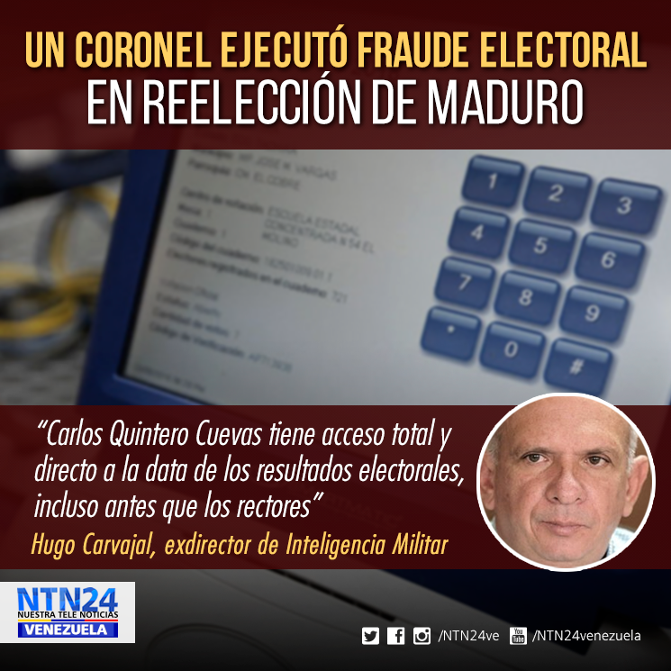 NTN24ve's tweet photo. Carvajal denuncia que fraude electoral de Maduro fue promovido por un coronel  https://t.co/Ce2iLugDFx https://t.co/bsz9umhKxm