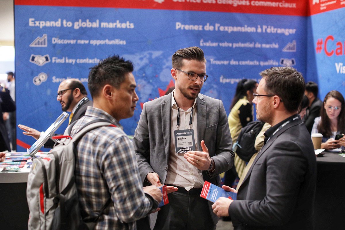 TCS_SDC's tweet photo. Busy day one at the TCS booth at #CollisionConf. Canadian #tech companies of all types discussed global opportunities with our trade commissioners from 20+ international markets! https://t.co/Y8VeckzCOu