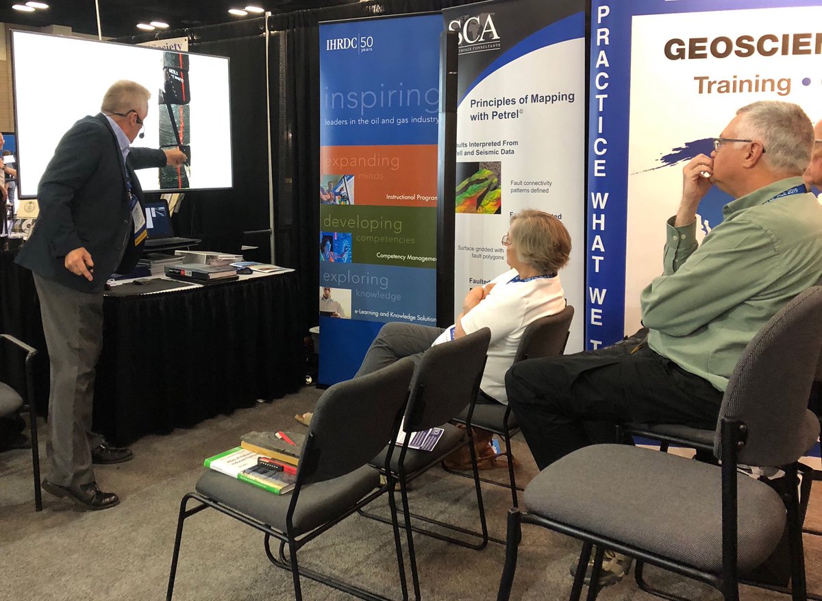 John Lorenz shows how the orientation of drilling induced fractures can provide information about stress in rock #ACE2019 ⁦<a href="/scacompanies/">SCA Companies</a>⁩ booth 1028 ⁦<a href="/AAPG/">AAPG</a>⁩