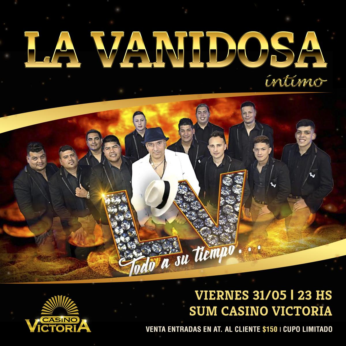 📣 ¡Vuelve La Vanidosa a #CasinoVictoria!
Show íntimo imperdible de la banda santafesina el próximo viernes 31 de mayo en el escenario de nuestro Sum 
.
Muy pronto anunciaremos la fecha de venta de entradas en Atención al Cliente (generales $150)