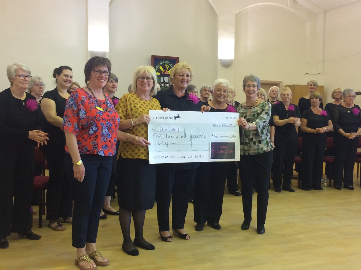 The Well <a href="/WellWellbeing/">The Well for Wellbeing</a> staff, Julie, Karen and Pat attended <a href="/ileshachoir/">barnsleyileshachoir</a> event at Mapplewell Village Hall to receive at cheque for a fantastic amount of £500.00 raised at a recent fund raising event for The Well. A huge thank you everyone