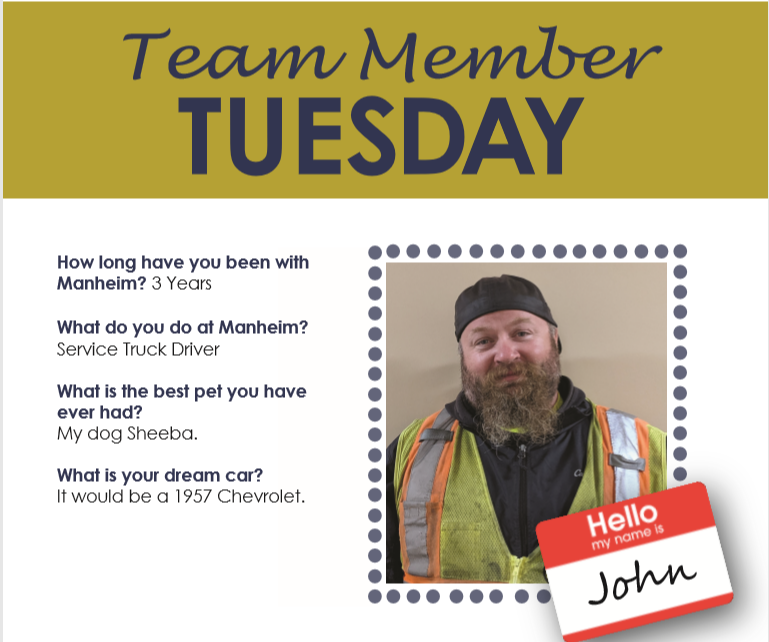 ManheimOmaha's tweet photo. John is one of the guys who comes to the rescue when you need a jump, fuel or finding a unit on the lot! #teammembertuesday #manheimomaha https://t.co/LTkr3WjAd5