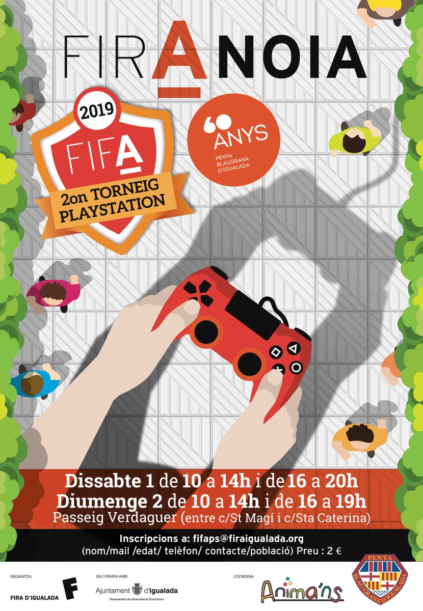 Eps! Et creus un pro del FIFA <a href="/PlayStation/">PlayStation</a>? doncs apunta't al 2on torneig <a href="/firaigualada/">Fira Igualada</a> - 60 anys <a href="/PBIgualada/">Penya d'Igualada</a> que es disputarà el cap de setmana 1 i 2 de juny al passeig Verdaguer... ja trigues! <a href="/FCBPenyes/">FC Barcelona Penyes</a>