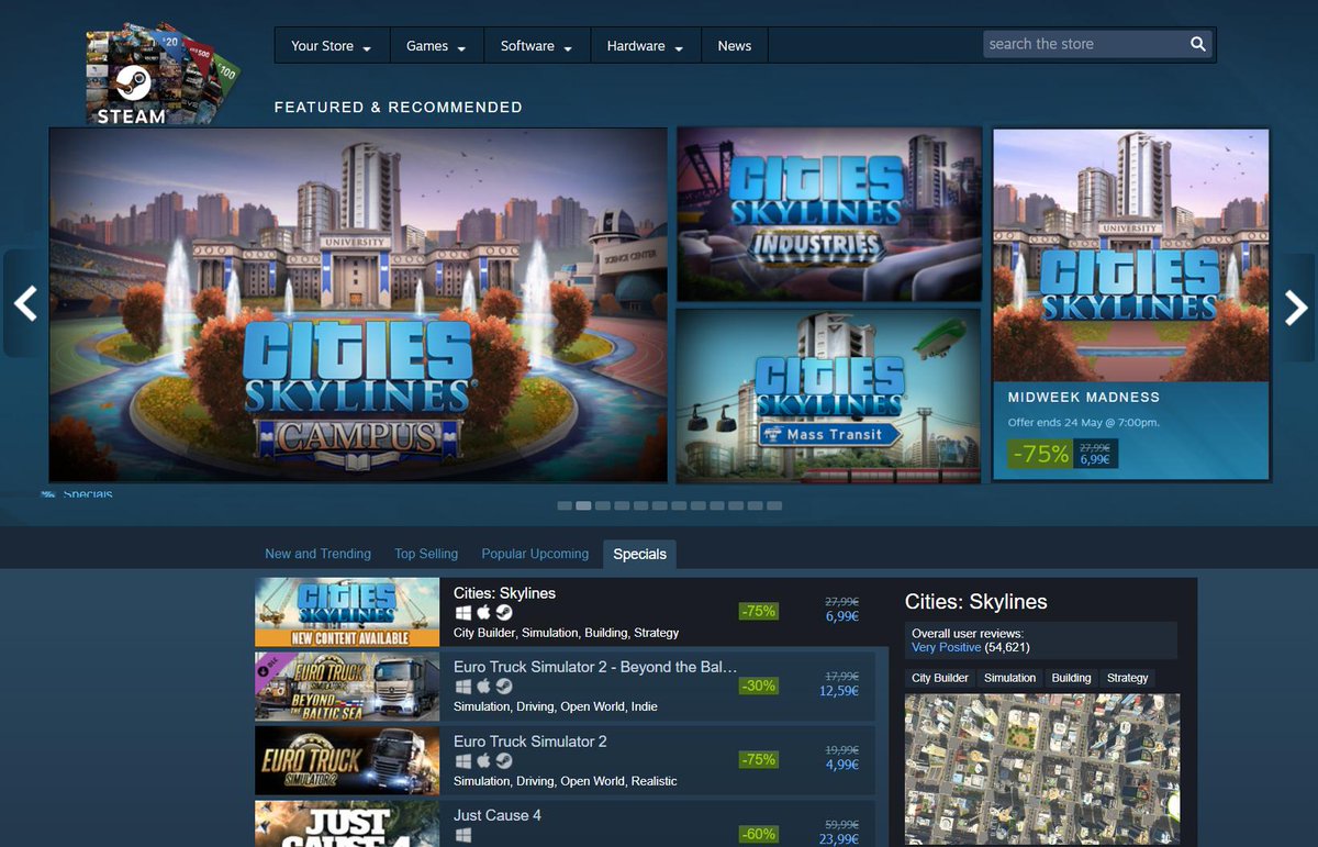 Cities Skylines To Celebrate The Release Of Campus We Re Holding A Midweek Madness Sale On Steam Get The Base Game For 75 Off Most Expansions For 50 Off And The