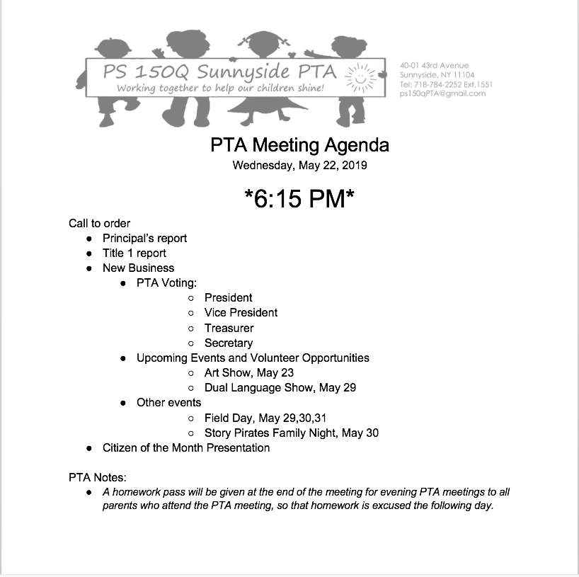 PS150QPTA's tweet photo. PTA Meeting, Tomorrow, May 22, at 6:15 pm https://t.co/1ojD506oqk https://t.co/9eME1y3mEn