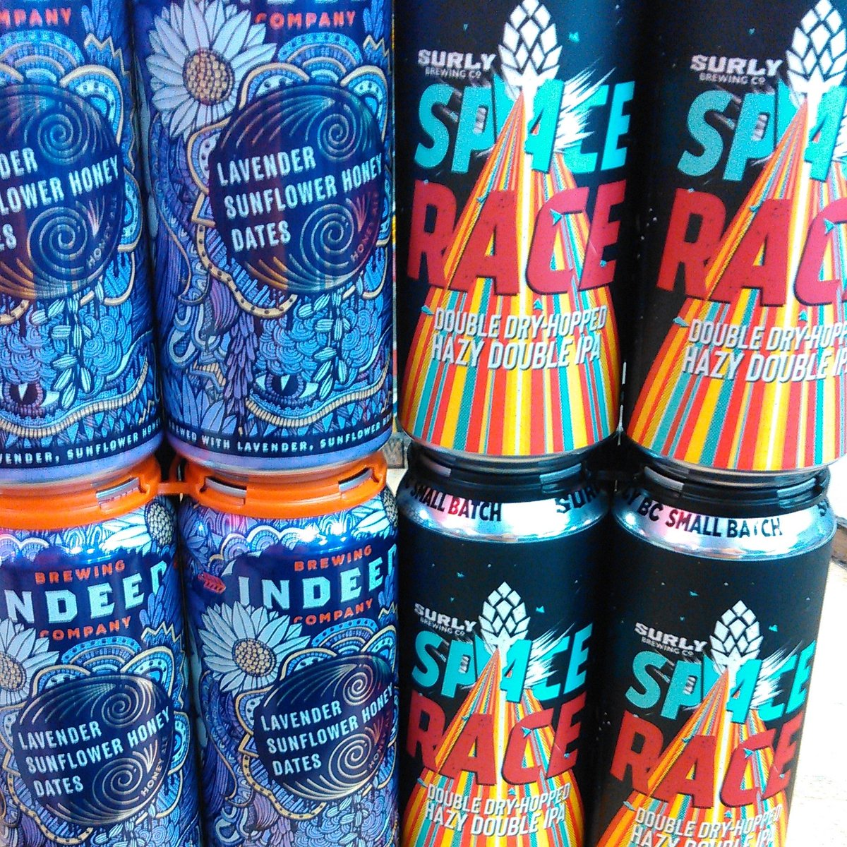 Harbor_Wine's tweet photo. They have arrived. Get some while you can. @indeedbrewing #lshd #lavander #sunflower #honey #date @surlybrewing #doubledryhopped #hazydoubleipa https://t.co/BaCliE3LHq