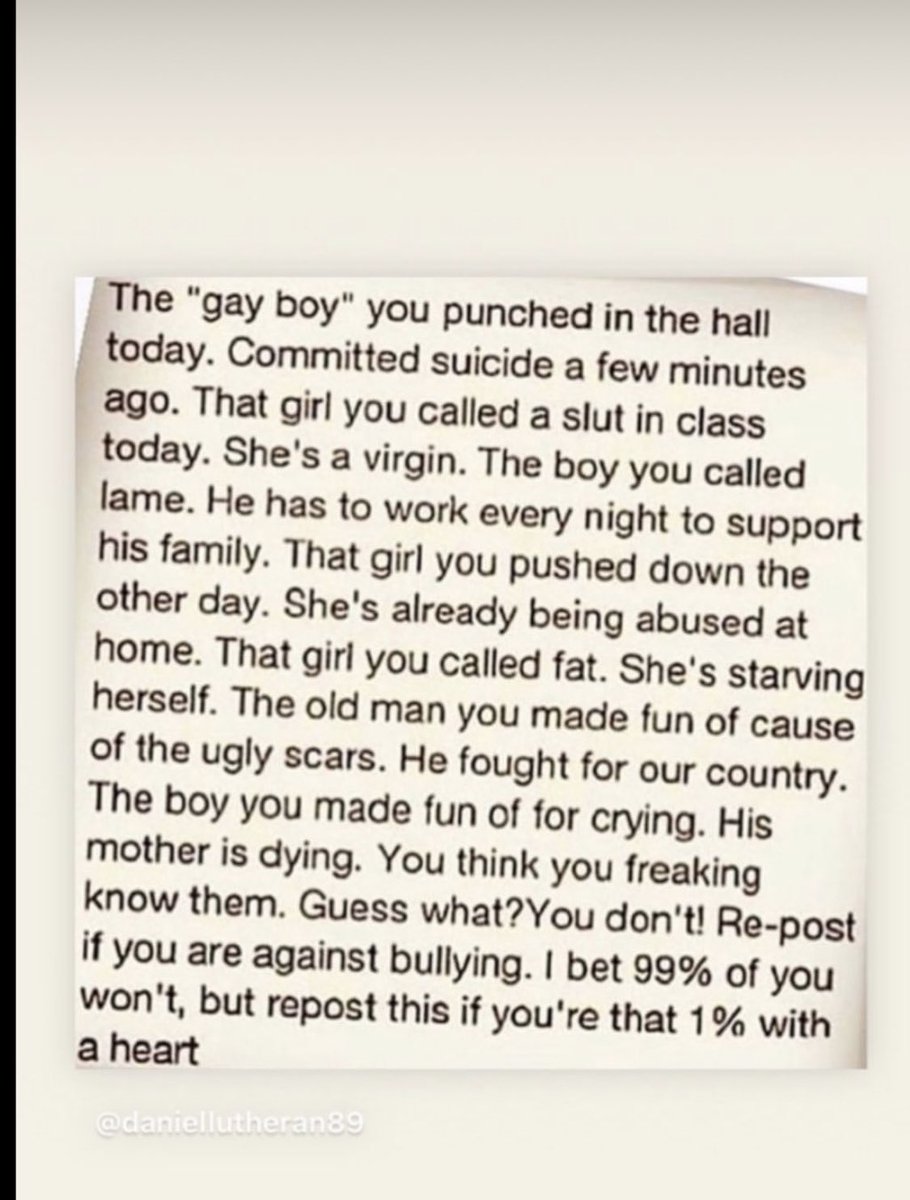 AlbinChoi's tweet photo. Was browsing through social media today and this one stood out. Let’s all take a moment to spread some love instead of hate. Everyone is going through a battle in life whatever it may be. It’s never too late to stop a crisis like bullying. https://t.co/IHUxfzuaLK