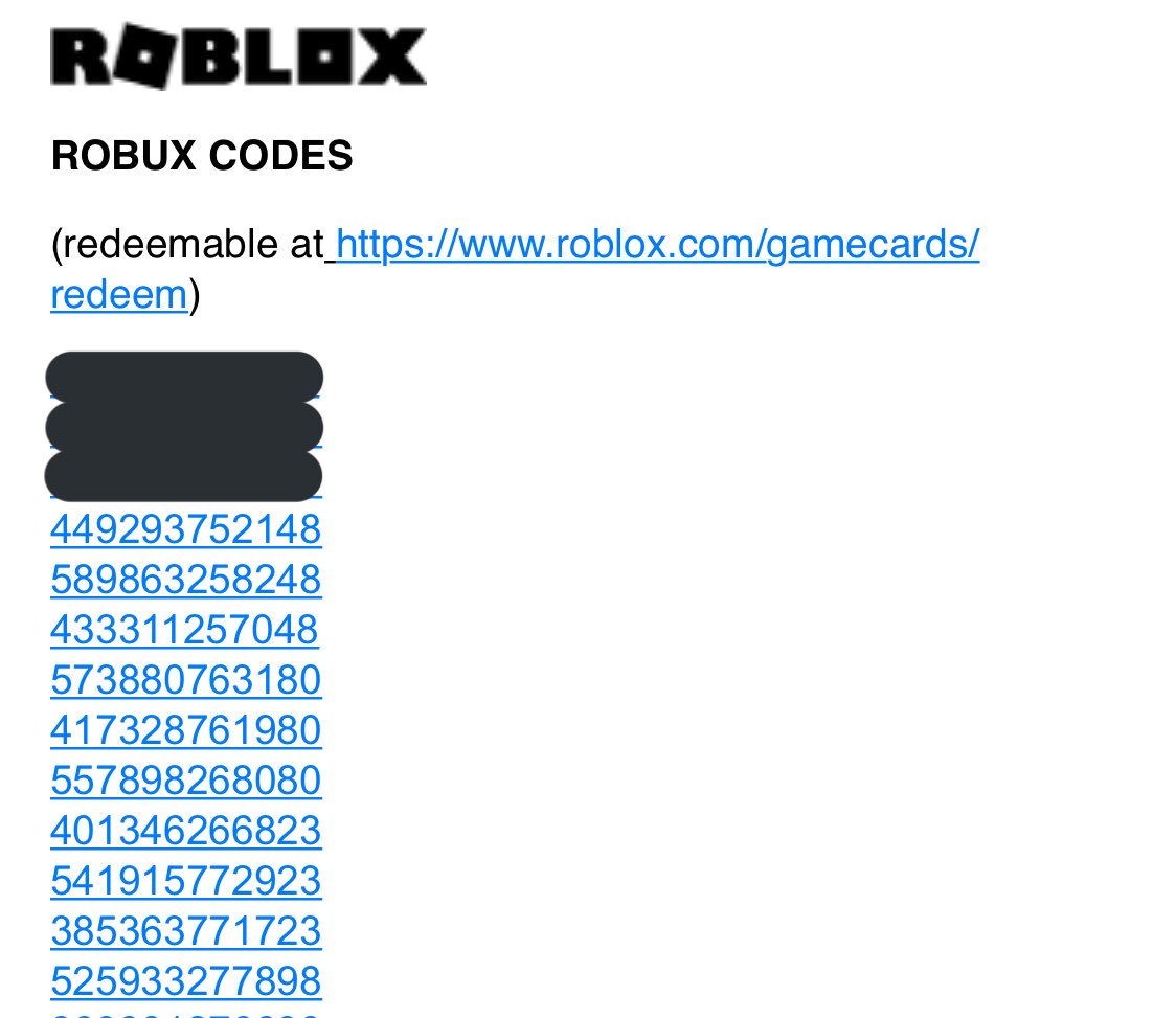 Roblox Robux Codes For 2019