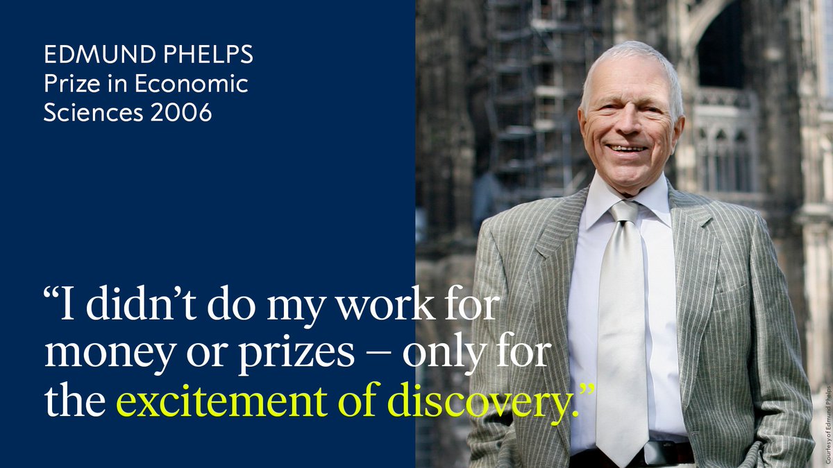 Why do you love your work?
Edmund Phelps will be joining the #NobelPrizeDialogue in Madrid tomorrow, 22 May, to speak about the future of ageing. More information: https://bit.ly/2W0tI9R