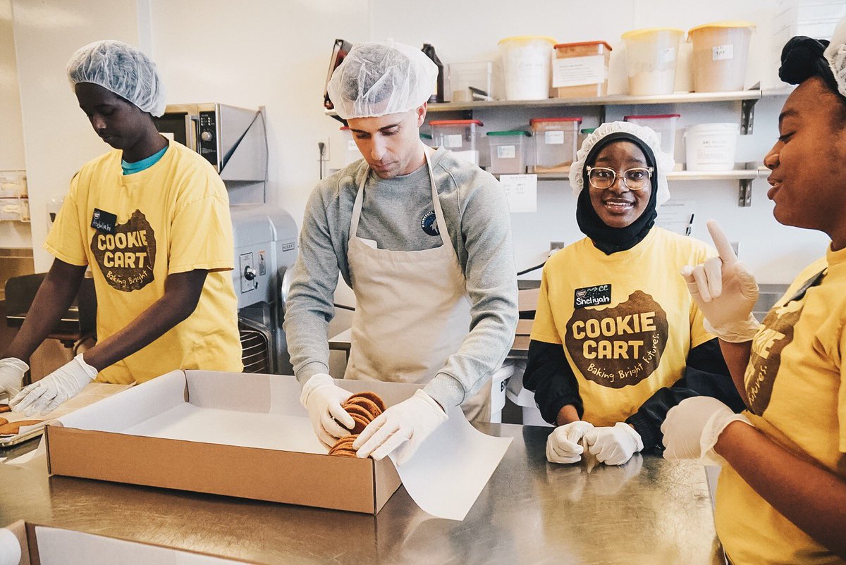 Timberwolves's tweet image. Celebrating Coach’s first day by volunteering at The Cookie Cart 🍪