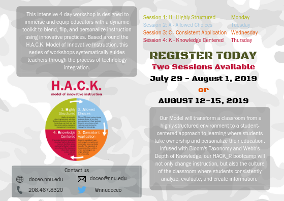 NNUDoceo's tweet photo. Did you know that we're having 2 Bootcamp sessions this year?? Session 1 runs July 29th - August 1st, here on the NNU Campus. Register for session 1 - https://t.co/PQcIxjcUKj Need PD Credit? 2 credits will be available for both sessions #HACK_R https://t.co/SCOGcAefeY