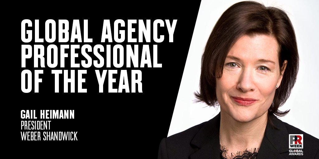 Congratulations to our own Gail Heimann for winning Global Agency Professional of the Year at the 2019 #PRWeekGlobalAwards!
