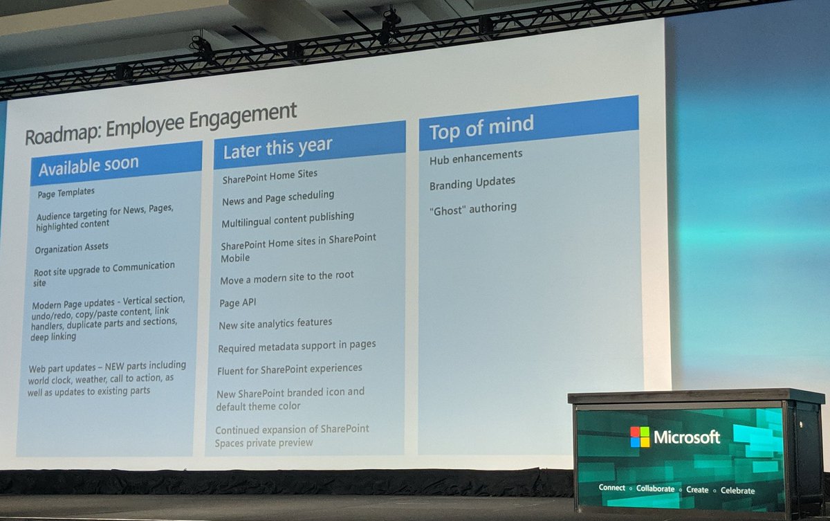 Apriliumm's tweet photo. Here it is! The SharePoint Roadmap #SPC2019 check out the SharePoint Look book here https://t.co/u6Yht9Ygkz https://t.co/fTqI14ja1R