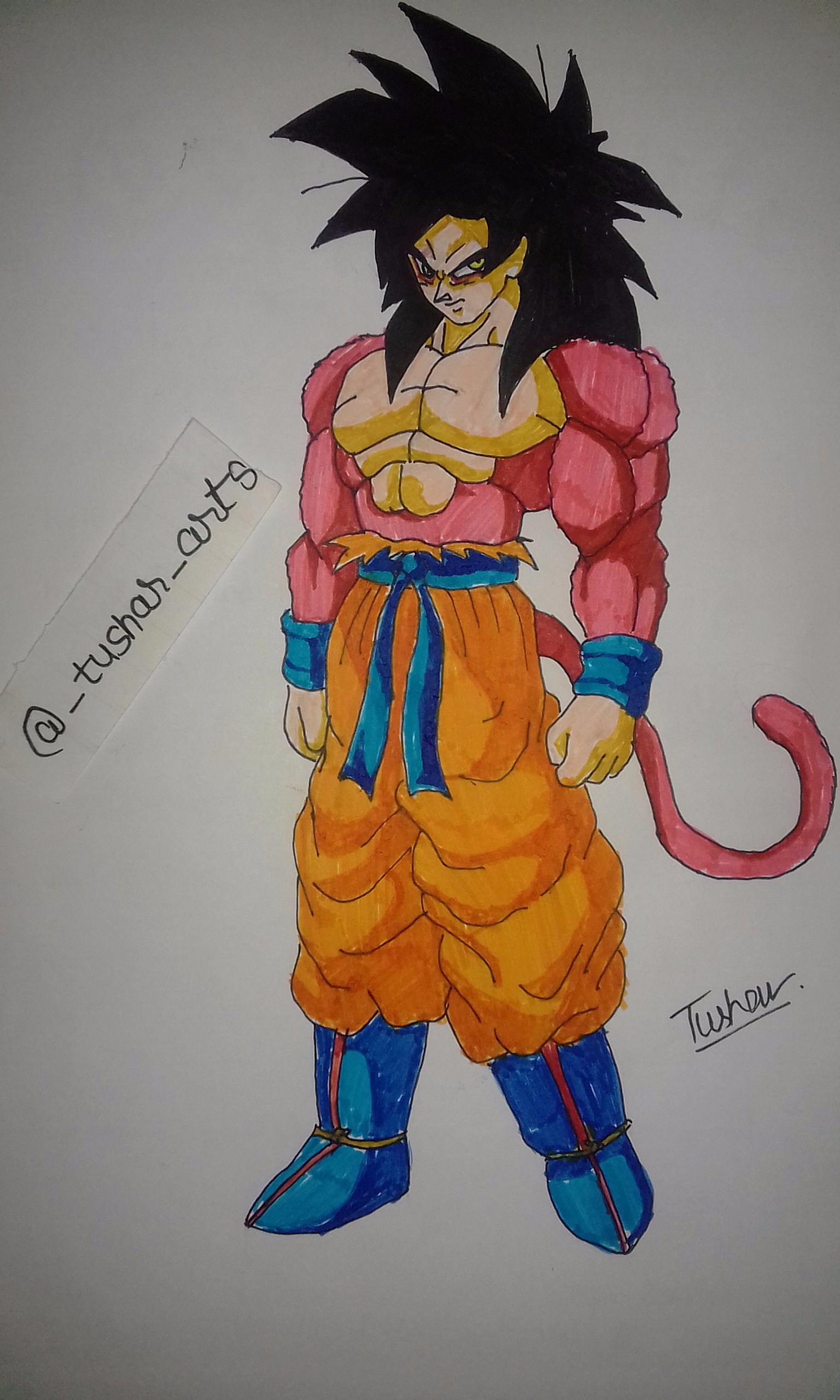 Dessin : Son Gokū (Kakarotto) Super Saiyajin 4 - (*逢´•ω•`薇*) (@ ivytwt7310)  Twitter