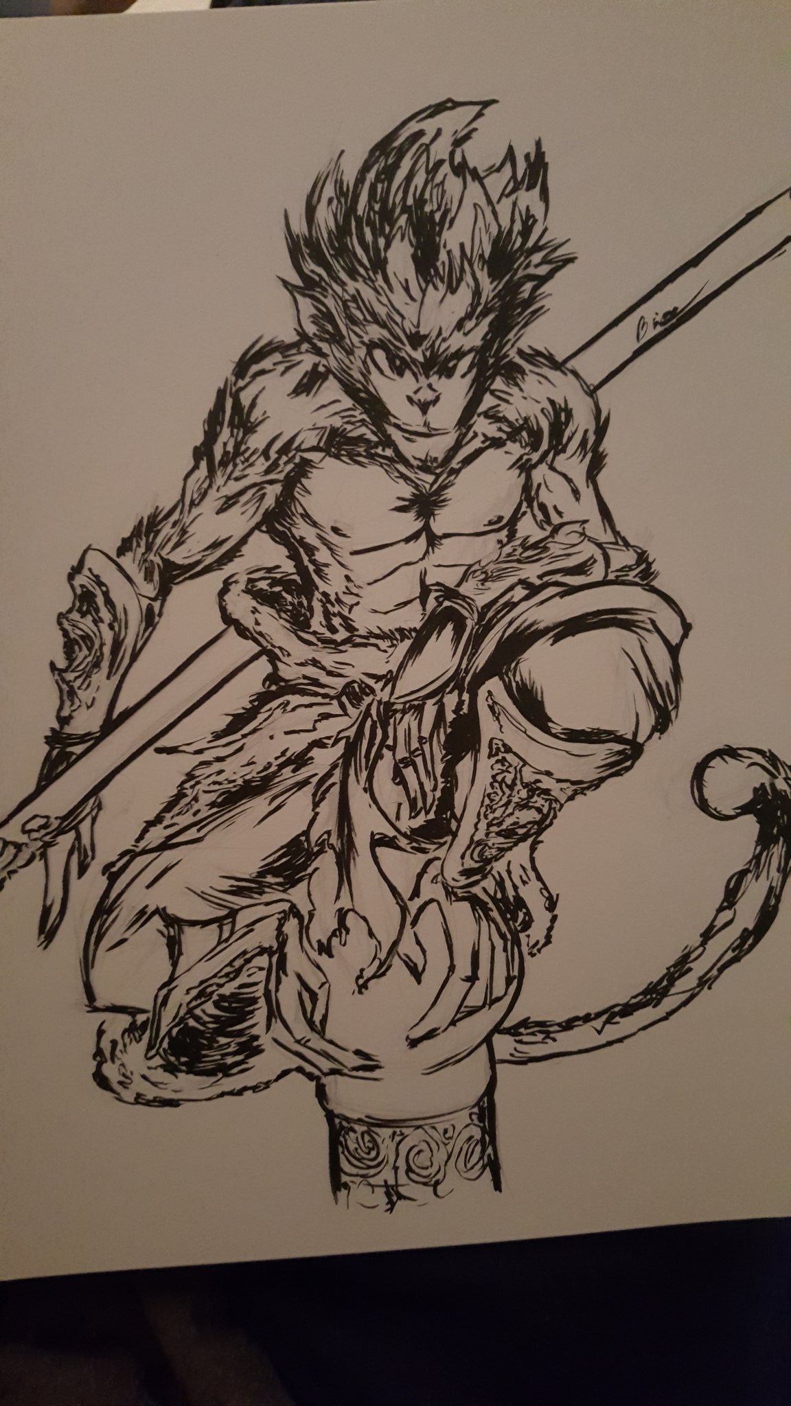 Priam This Was A Sun Wukong Monkey King Hero Sketch I Did Freehanded For Passing Time One Day Don T Know If I Ll Color It Tho T Co Bzzkhnbeuf Twitter