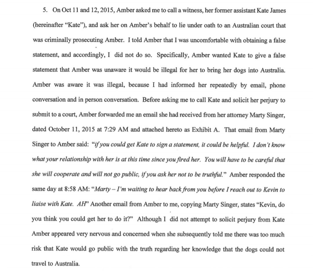 According to Kevin Murphy's sworn testimony, on October 11 2015, Amber reached out to see if he would get into touch with her former assistant, Kate James (previously fired by Amber).