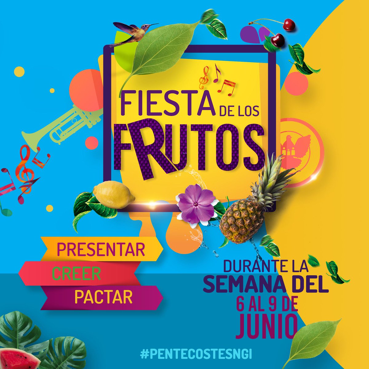 NGInternacional's tweet photo. FIESTA DE LOS FRUTOS
Pentecostés NGI
“Creo por más y por algo mejor”

Presenta tus frutos, cree y pacta tu promesa de Fe con Dios

Durante la semana
del 06 al 09 de Junio de 2019 

#PentecostesNGI #NGI #YoSoyNGI #NGIGlobal https://t.co/F5Oz5q5jHM