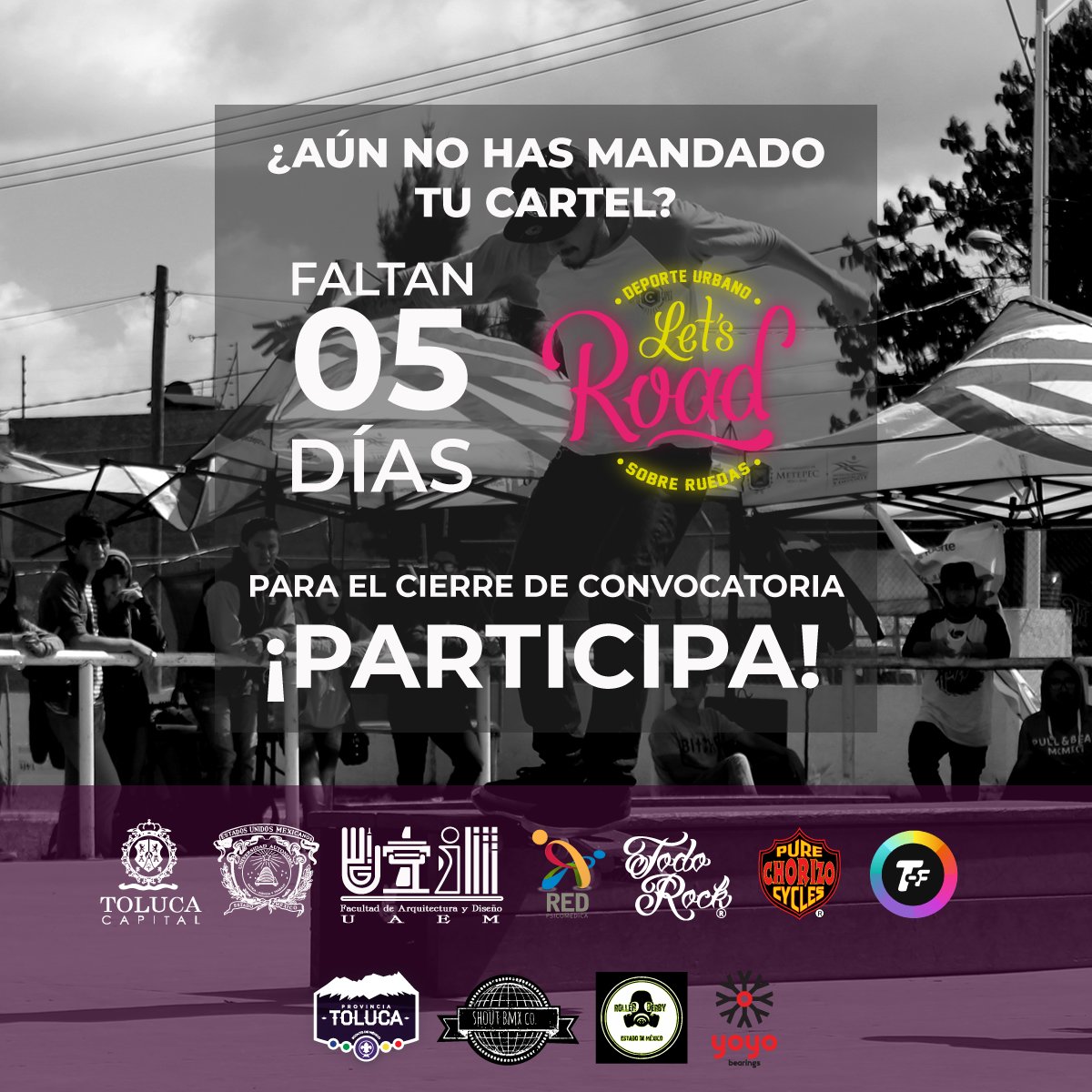 letsroadtol's tweet photo. ¡Banda!  Aún quedan 5 días para que manden  su cartel, recuerden que pueden ganar grandes premios 🤙💀

#LetsRoad  #LetsRoadToluca https://t.co/sUWgs9wPOD