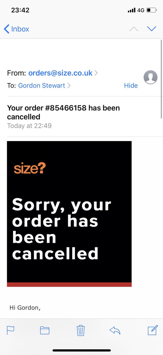 stewarty87's tweet photo. @sizeofficial whats going on? Total joke just got this email. Joke from you lot as usual. https://t.co/KH5alY44dH