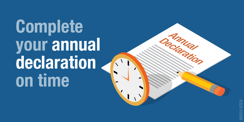 TPB_gov_au's tweet photo. If your annual declaration is due before 1 June, complete it now via My Profile. It only takes a few minutes. Failure to complete it on time may be considered a breach of the Code of Professional Conduct https://t.co/C4wX4T8oHR https://t.co/L05Zs16yOh