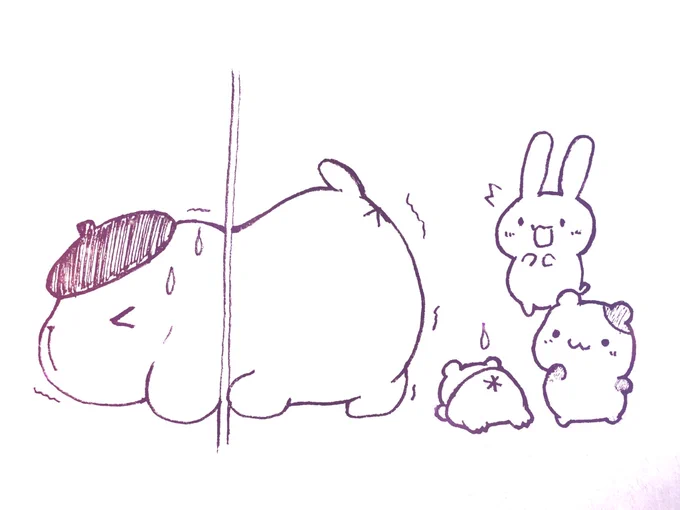 #今日のポムポムプリン2

あ、あれ?壁にはまって動けなくなっちゃったよ～😵🍮💦 
