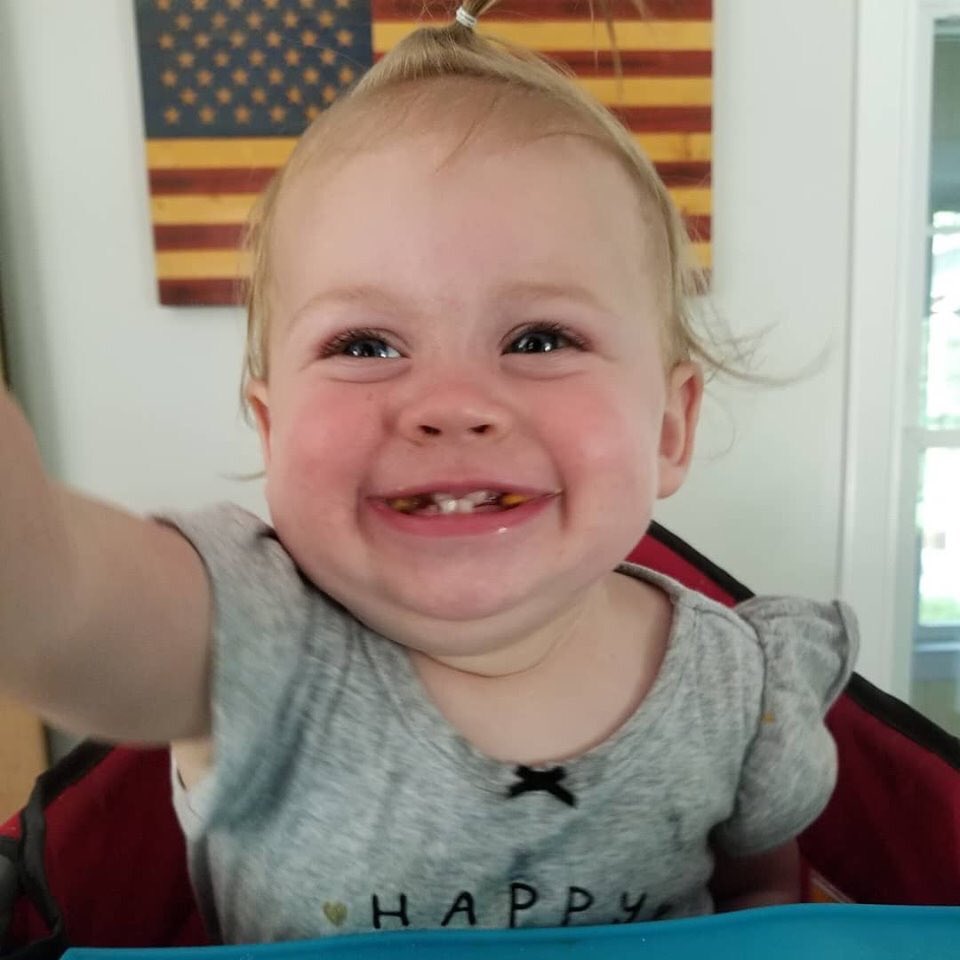 DowMoore's tweet photo. Happy granddaughter#she’s got teeth https://t.co/8pypB5ToWa